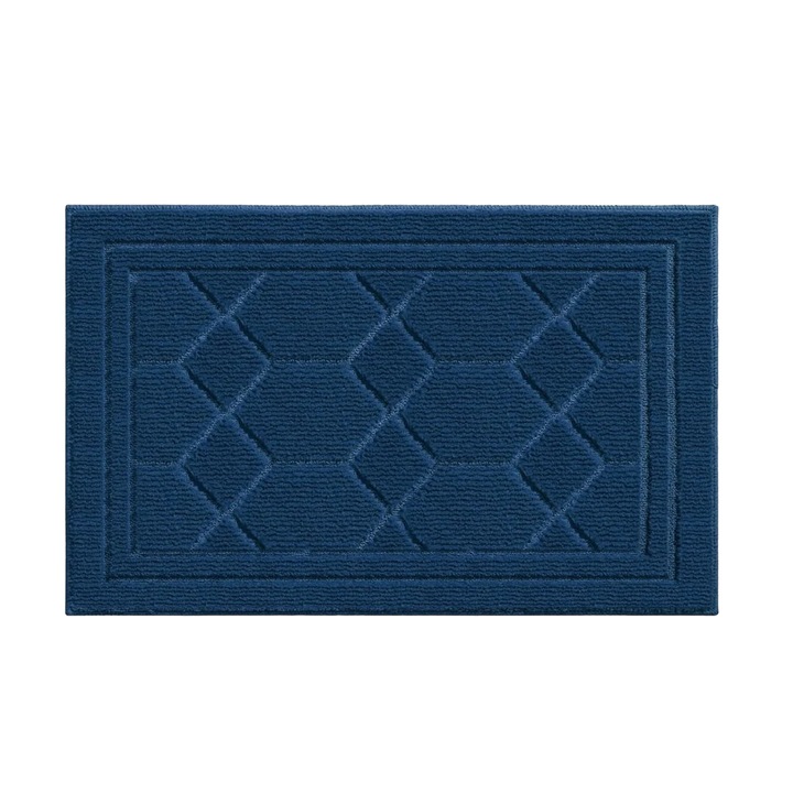 Covoras de intrare Dexi, polipropilena/cauciuc, albastru inchis, 50 x 80 cm