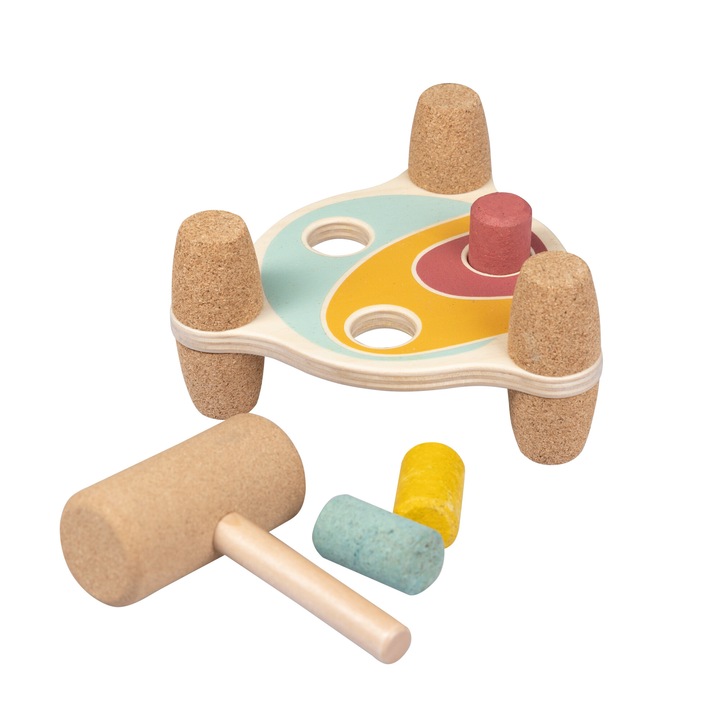 Jucarie Ecologica din Pluta KORKO de lovit cu ciocanul - Tap Tap Rainbow