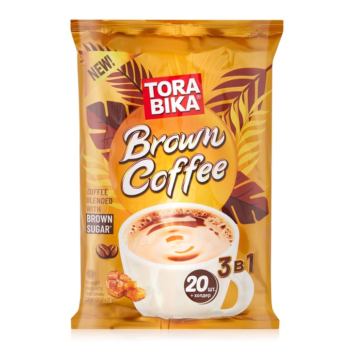 Кафе Torabika 3в1 с кафява захар, 20 Пакетчета х 25 г