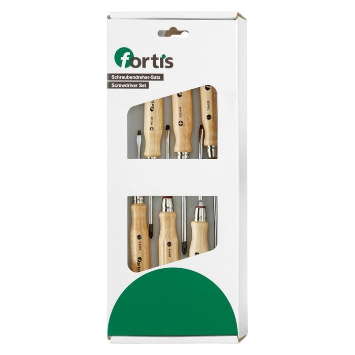 Fortis - Lapos/PZ fa nyelű csavarhúzó készlet, 6 darab [4317784791267]
