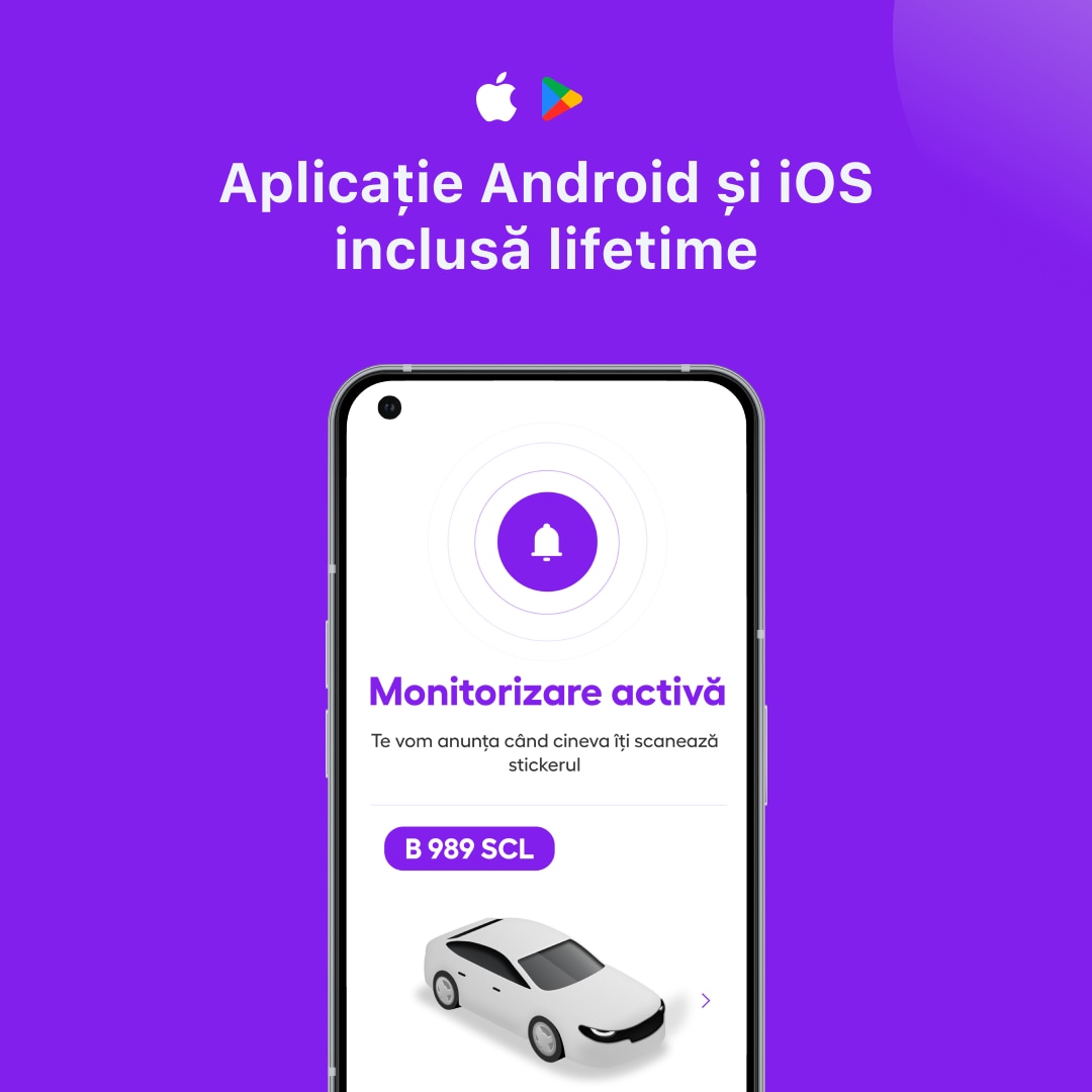 Sticker Alerty Smart QR pentru Parbriz Auto - Include Aplicatie Android ...