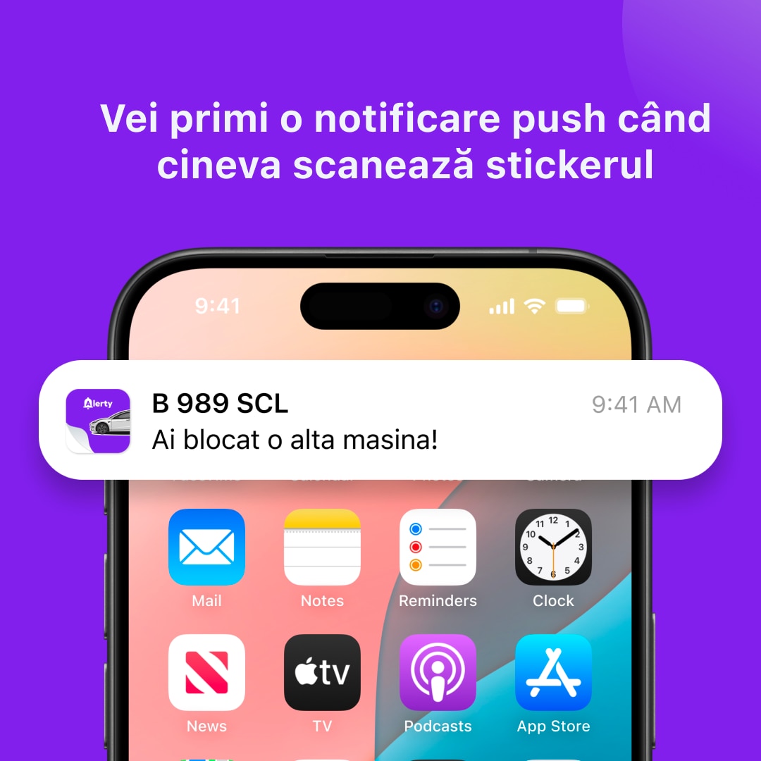 Sticker Alerty Smart QR pentru Parbriz Auto - Include Aplicatie Android ...