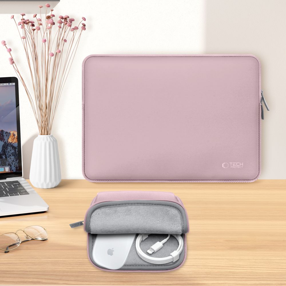Set husa laptop 15/16 inch si husa pentru accesorii TECH-PROTECT NeoSlim Rose
