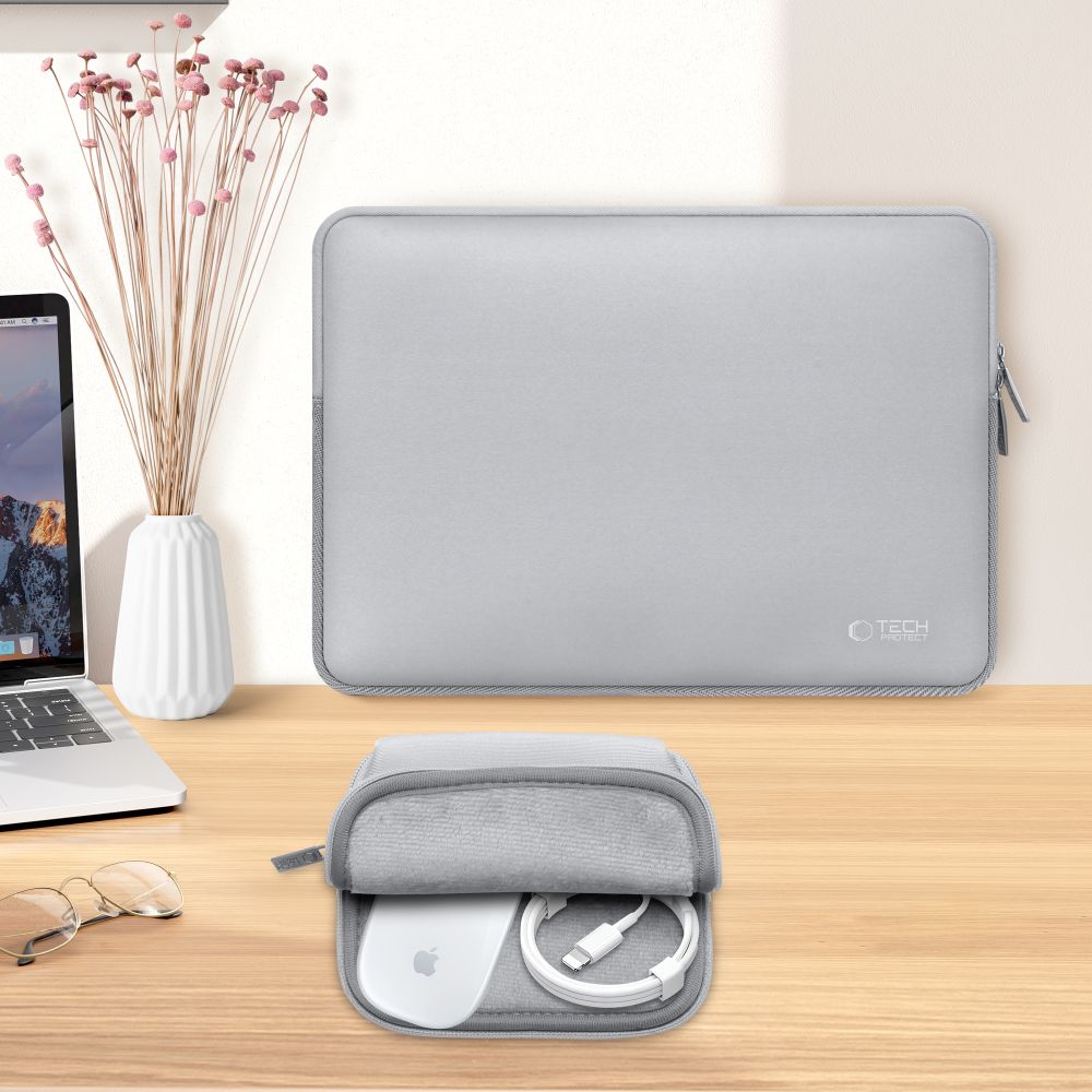 Set husa laptop 13/14 inch si husa pentru accesorii TECH-PROTECT NeoSlim Grey