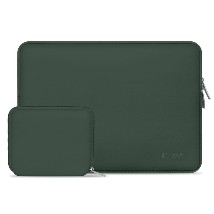 Set husa laptop 15/16 inch si husa pentru accesorii TECH-PROTECT NeoSlim Green
