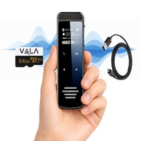 Reportofon Profesional Vala Tech®️, MP3/WAV, Reducere a Zgomotului, 64GB, Activare Vocala, 1536Kpbs, Captare Omnidirectionala, Transcriere Usoara, Playback, Redare in Bucla, Securizat cu Parola, Baterie 300Mah, Negru, Discret
