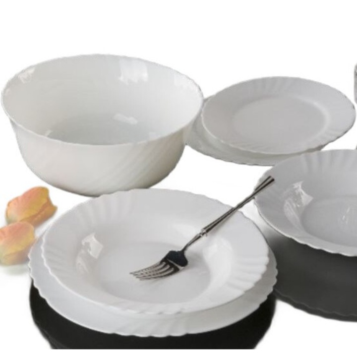 Set masa din opal termorezistent Hera Nara, 19 piese, alb