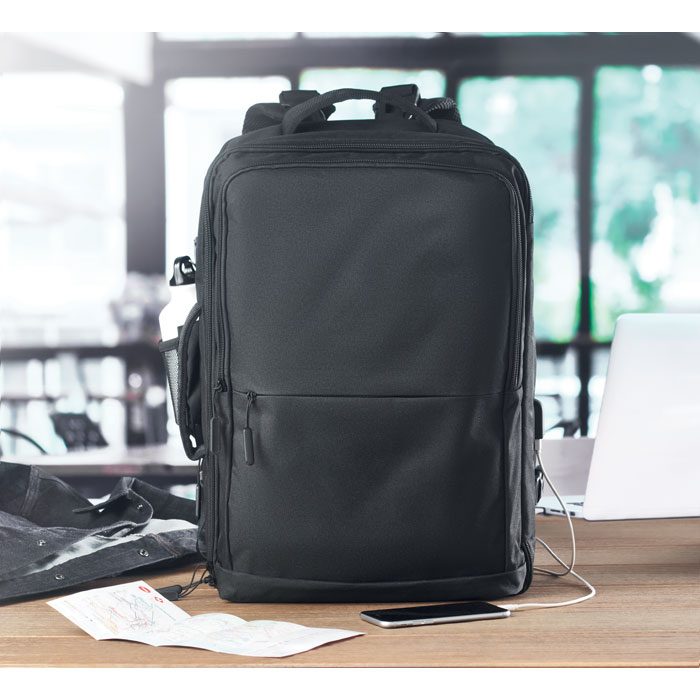 Rucsac Travel Tech din poliester 600D RPET. Modular / incluzand mai multe compartimente