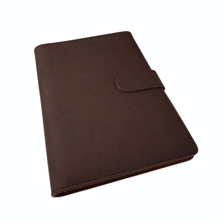 Agenda Lux AL1, 17, 5x23, 5 cm, inchidere cu clapeta cu magnet, coperta piele ecologica maro DROM