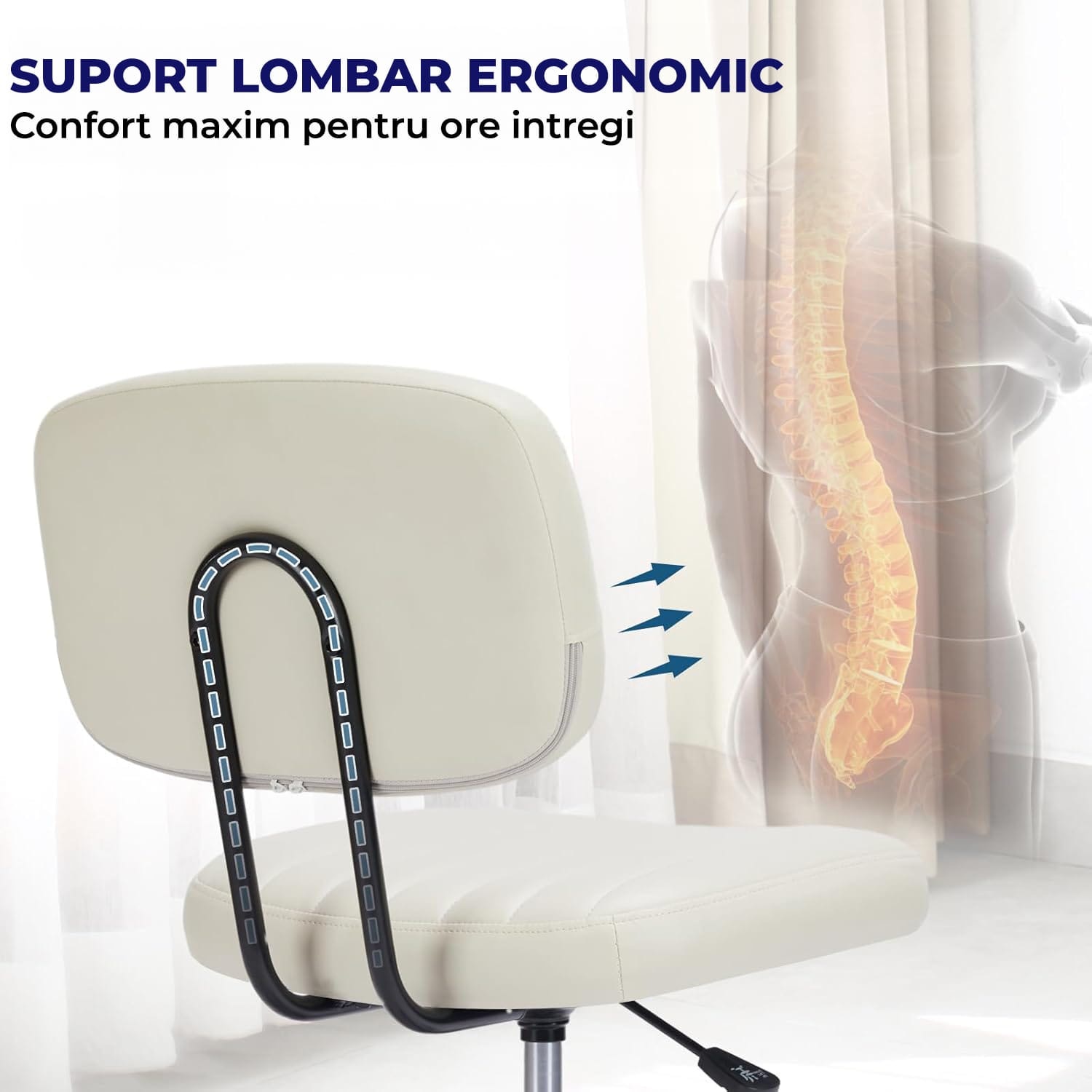 Scaun Birou Fara Roti Scaun Birou Ergonomic Elindor® Rotativ, Fara Manere, cu Spatar Design ...