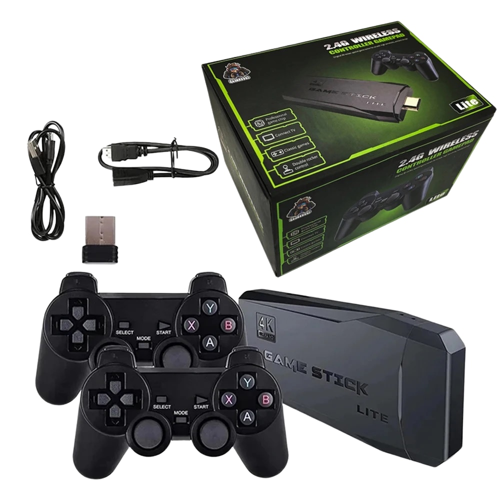 Consola Wireless Blasko 4K cu 2 manete, compatibila cu TV Smart, conexiune HDMI, peste 10.000 Jocuri, 64 gb memorie interna