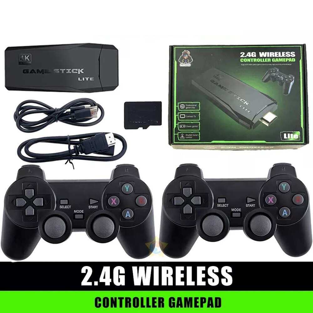 Consola Wireless Blasko 4K cu 2 manete, compatibila cu TV Smart, conexiune HDMI, peste 10.000 Jocuri, 64 gb memorie interna