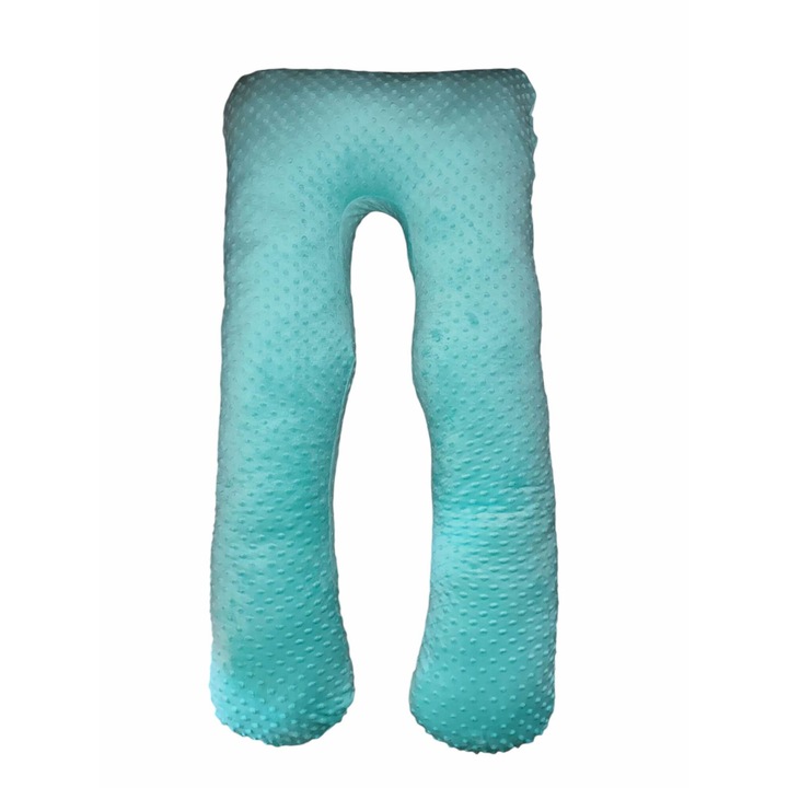 Perna gravide si alaptare 3 in 1 multifunctionala, husa minky detasabila, lavabila, suport burta, picioare, cap, gat si spate, verde