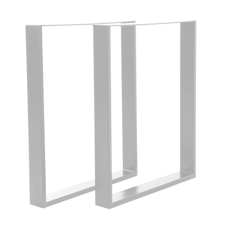 Set 2 picioare masa, Profil Lat, Vopsire in camp electrostatic, FInisaje Premium, BalustradeTM, Metal Alb 72x60x8 cm