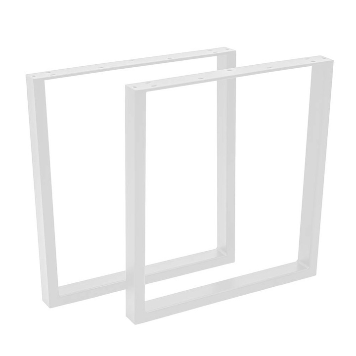 Комплект от 2 крака за маса в скандинавски стил, Електростатична картина, BalustradeTM, бял метал H 43 cm x L40 cm x 6 cm