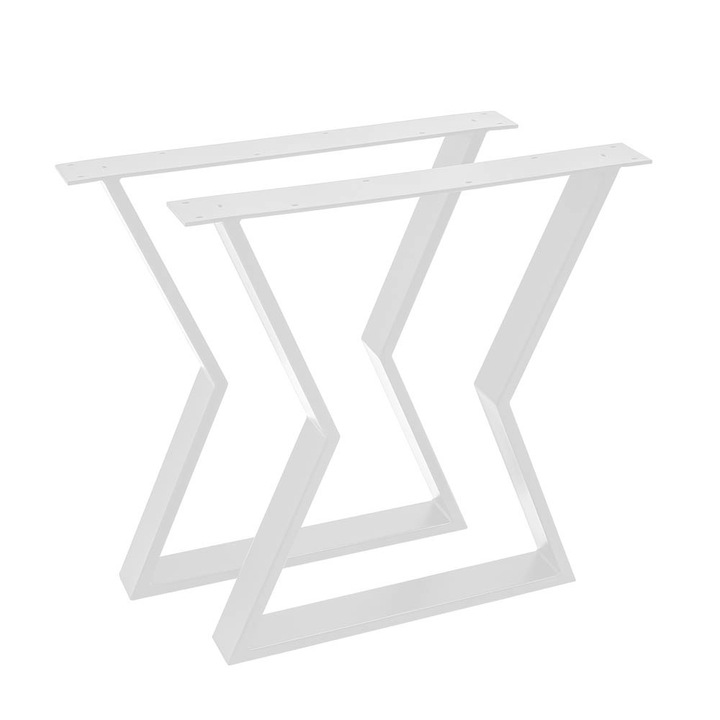 Set 2 picioare masa stil scandinav Sigma, Profil Lat, Vopsire in camp electrostatic, Finisaje Premium, BalustradeTM, Metal Alb H50x45x8 cm