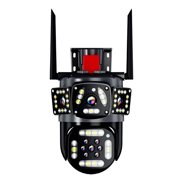 Камера за наблюдение CLAUSTEEL 3IN1 M145, Тройна, 6K, 6 мегапиксела, Безжична, Преносима, Автоматично завъртане, Micro SD, Интелигентно проследяване, Наблюдава 3 зони едновременно, Черна