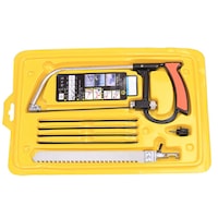 Fierastrau De Mana, Axroad Mall, Set de 7 piese, Lama 150 mm, Otel mangan, Mini, Cu lama de ferastrau inlocuibila, Stift de pozitionare, Robusta si durabila, Portabil, Potrivit pentru lemn, plastic, 41.5 x 32 x 37cm, Galben