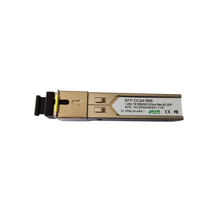Gigabit SFP модул, SC конектор, 1550nm/1310nm, единично влакно 1.25Gbps, 5 km