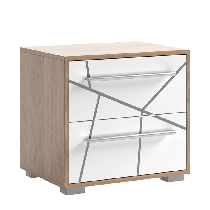 Noptiera, lemn, 50x38.3x44.6cm, maro/alb