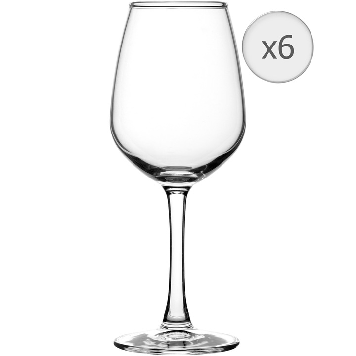 Комплект 6 чаши за вино/вода Uniglass Elixir, Със столче, 450 мл