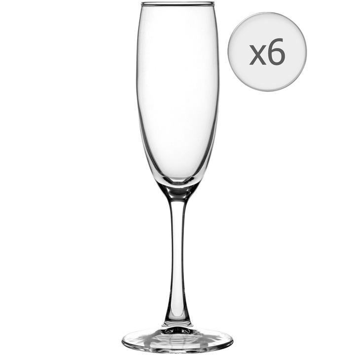 Комплект 6 чаши за шампанско Uniglass Elixir, 190 мл