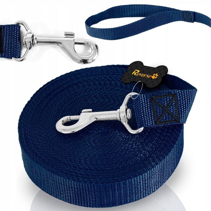 Повод за обучение за кучета, Reverse, 3м, 25мм, издръжлив, с метален карабинер