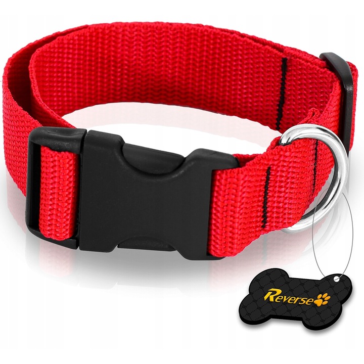 Állítható nyakörv kutyáknak, Reverse, 20-30 cm, piros, 15 mm széles, S