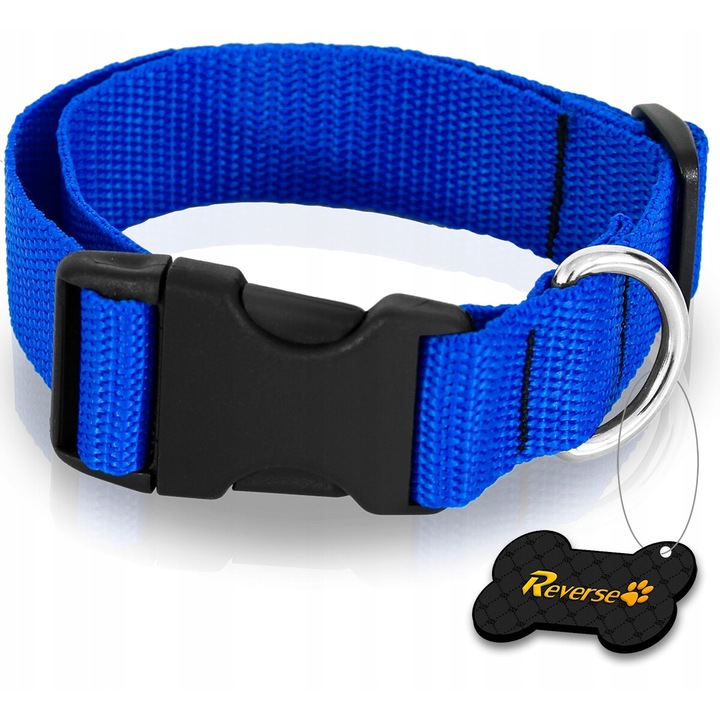 Állítható nyakörv kutyáknak, Reverse, 20-30 cm, kék, 15 mm széles, S