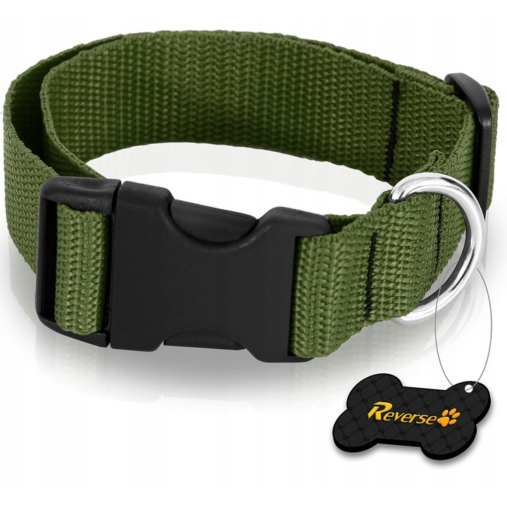Állítható nyakörv kutyáknak, Reverse, 20-30 cm, zöld, 15 mm széles, S