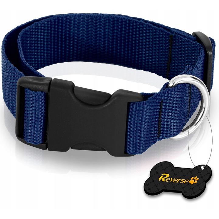 Állítható kutya nyakörv, Reverse, 30-45cm, kék, 25mm széles, M