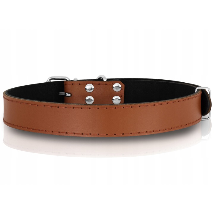 Bőr nyakörv kutyáknak és macskáknak, Reverse, barna, 18-25cm, XS