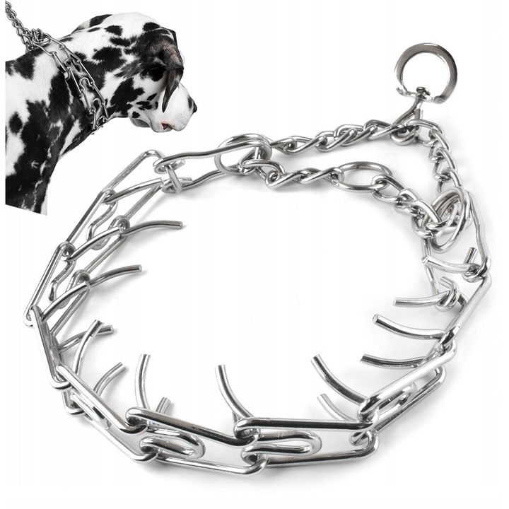 Zgarda cu dinti pentru caini, Reverse, metalica, reglabila, 40x50cm M