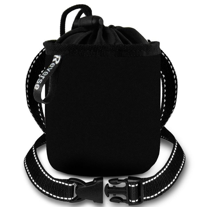 Saculet pentru gustari caini, Reverse, Poliester, Impermeabil, 11.5x10.5cm, Negru
