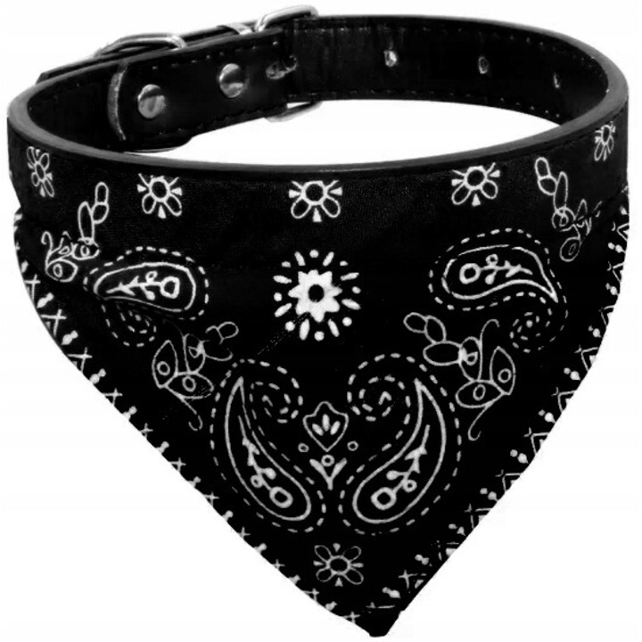 Zgarda pentru caini si pisici cu bandana, Reverse, 20-28cm, negru/alb