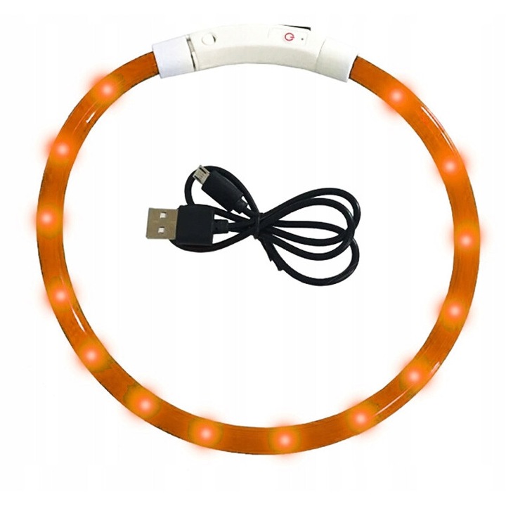 LED-es nyakörv kutyáknak, Reverse, állítható, USB töltés, 10-50 cm
