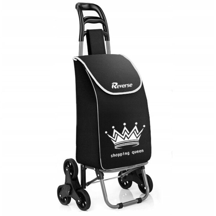 Carucior pentru cumparaturi, Reverse, Cadru aluminiu, 3 roti, 40 l, 55x33cm, Negru