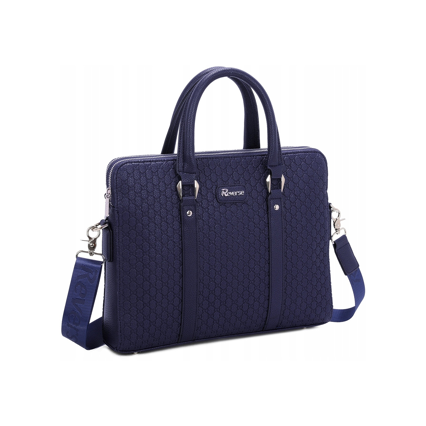 Geanta din piele pentru laptop, Reverse, 36x29x6cm, 6 compartimente, impermeabila, curea lata
