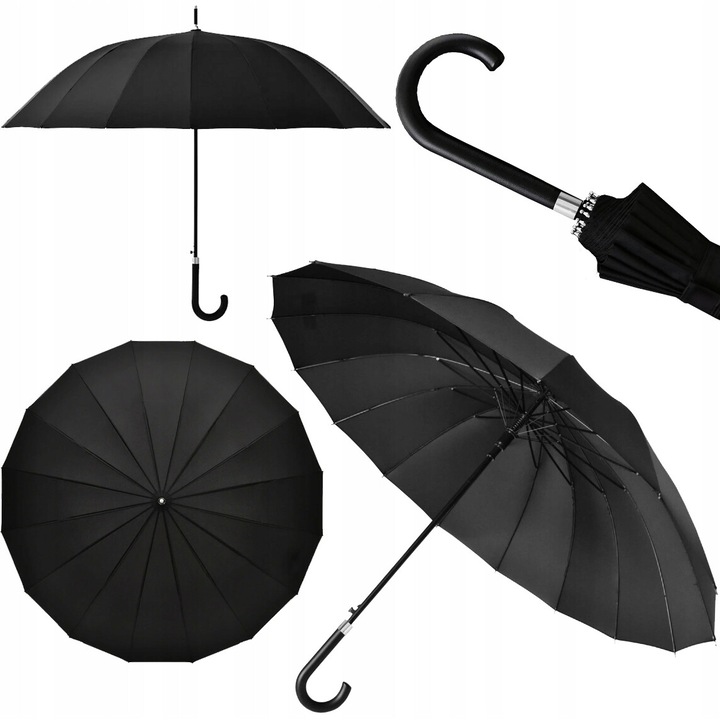 Férfi esernyő, fordított, polikarbonát, 113 cm, 93 cm, fekete