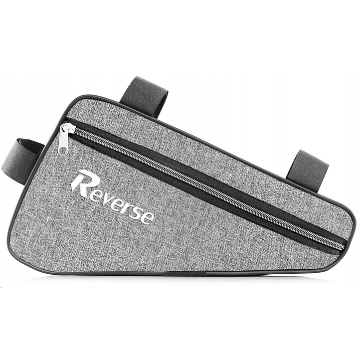 Чанта за велосипед REVERSE, 28x16x6cm, водоустойчива, сива със сребрист цип