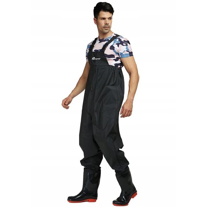 Salopeta pescuit, Reverse, PVC, Negru, 43