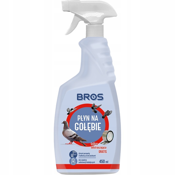 Spray repelant pentru porumbei BROS 450ml, protejeaza balcoanele si feroneriile, fara substante chimice, aerosol