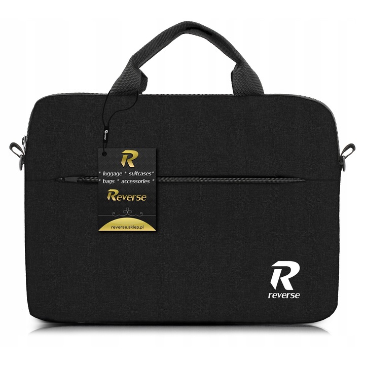 Reverse laptop táska, 13-14 hüvelykes, fekete, 37x27x4cm, állítható pánttal
