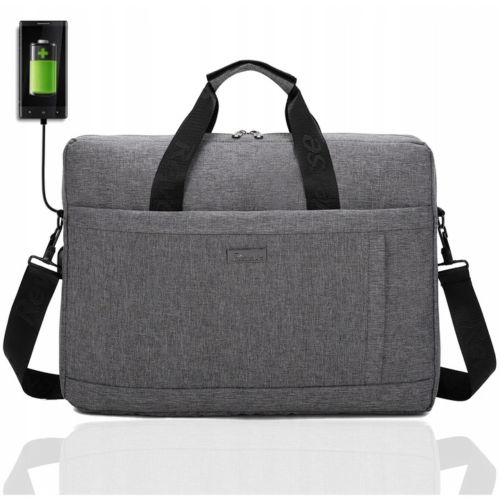 Geanta laptop Reverse 17.3", material Codura 9000, port USB, dimensiuni 42x31x5cm