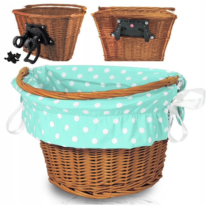 Reverse rattan kerékpárkosár, kivehető modell, bézs színű, méretei 35x24x23cm, űrtartalom 5kg