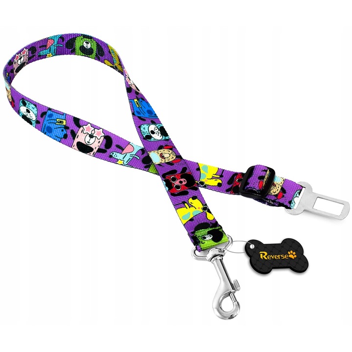 Lesa pentru caini, Reverse, Nylon, 25mm, 40x70cm, Multicolor