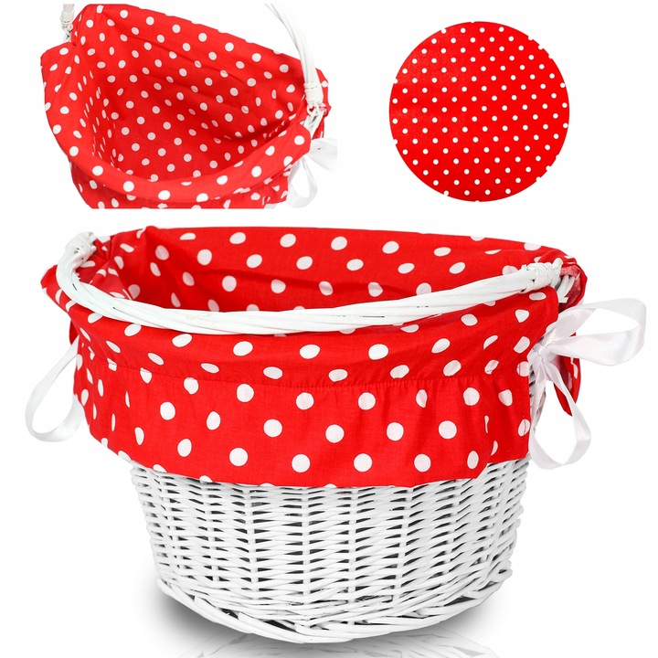 Incarcatura pentru cos de bicicleta, Reverse, model cu buline rosii, 100% bumbac, dimensiune universala