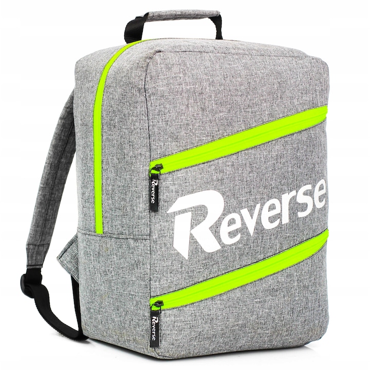 Туристическа раница, Reverse, Cordura, 40x30x20cm, 20 литра, сива със зелен цип