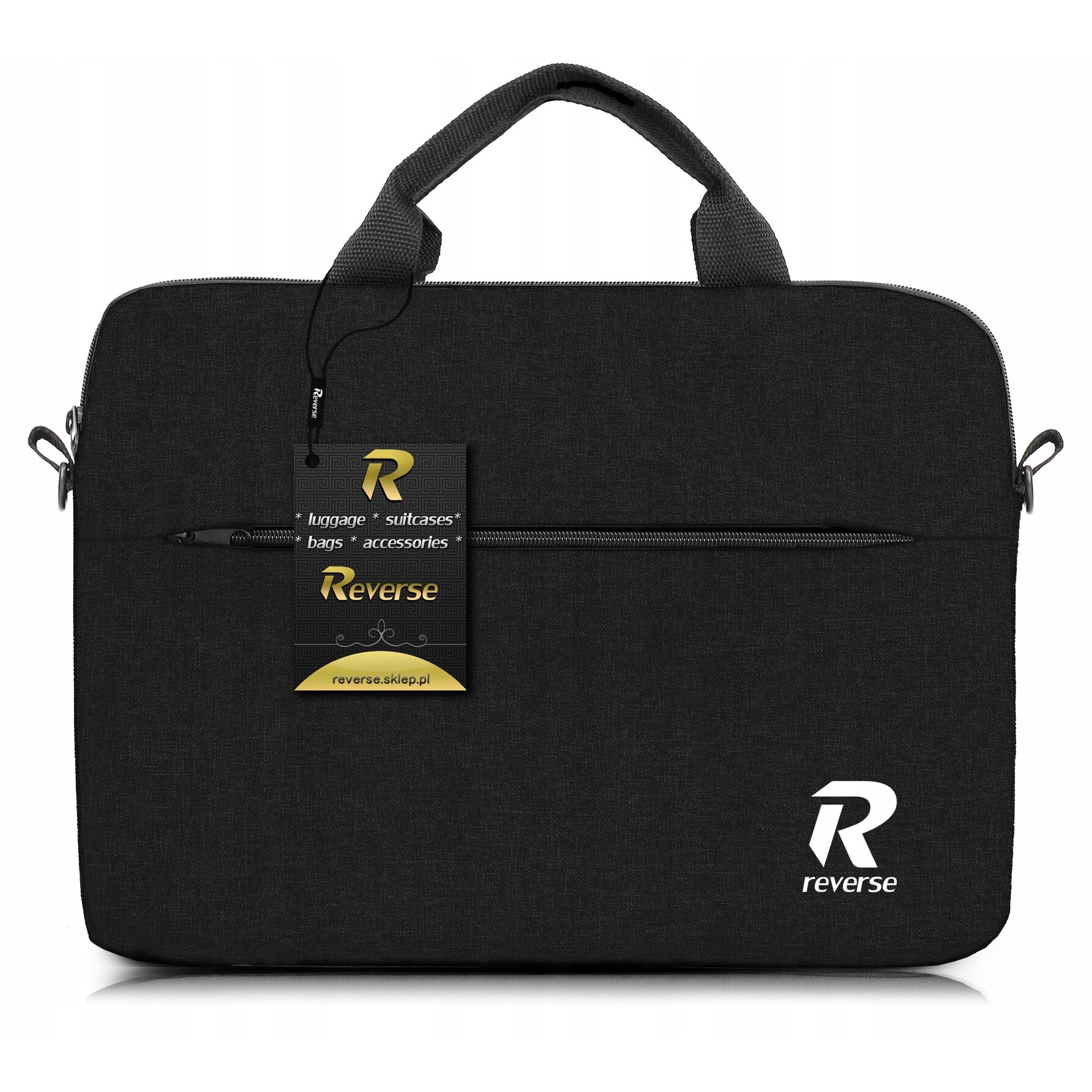 Geanta laptop Reverse, 15.6', neagra, 40x29x4cm, set cu curea reglabila
