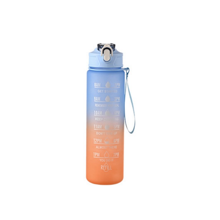 Bidon sport, Plastic/Tritan, 800ml, Albastru/Portocaliu